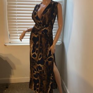 Maxi dress with faux snake print